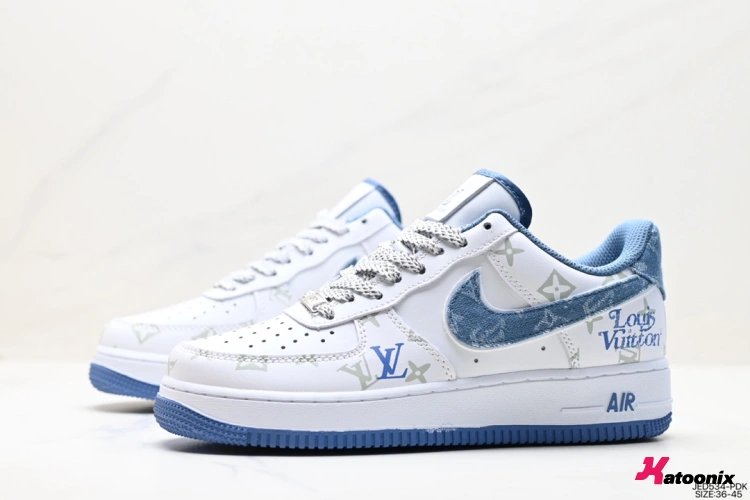 کفش استریت لویی ویتون و نایک ایر فورس 1 رنگ سفید آبی